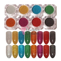 Decoratiuni pentru unghii DC019 din Sclipici Extra fin Holografic color, set 12 bucari